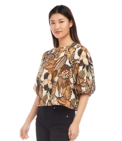 Puff Sleeve Button Front Shirt