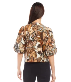 Puff Sleeve Button Front Shirt