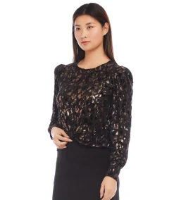 Puff Sleeve Velvet Burnout Top
