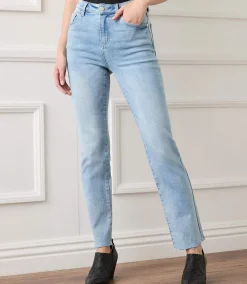 Raw Hem Straight Jeans