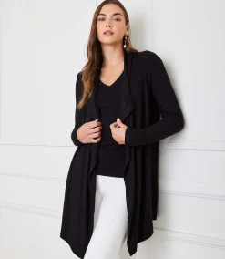 Ribbed Drape Front Cardigan