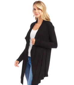 Ribbed Drape Front Cardigan