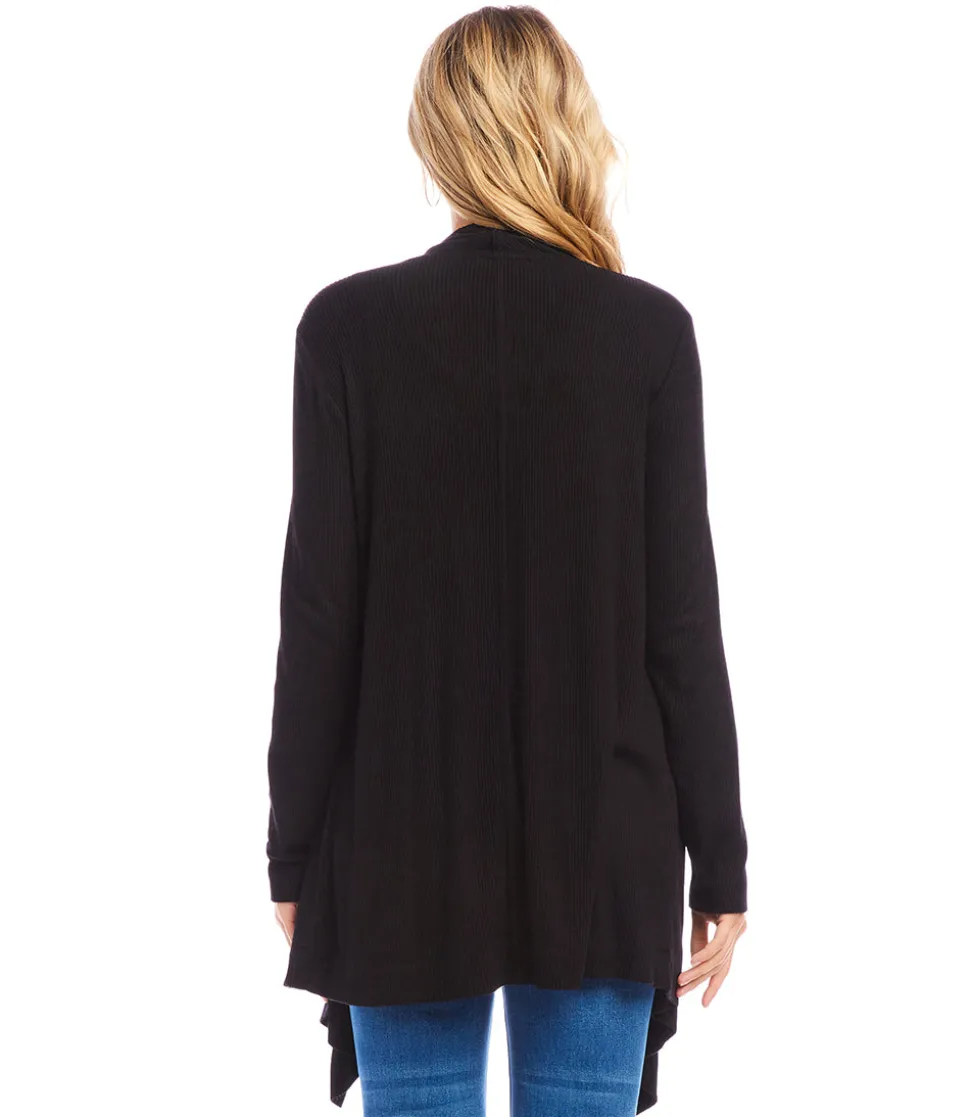 Ribbed Drape Front Cardigan