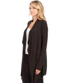 Ribbed Drape Front Cardigan