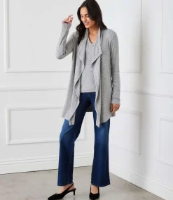 Ribbed Drape Front Cardigan