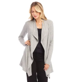 Ribbed Drape Front Cardigan