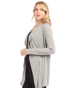 Ribbed Drape Front Cardigan