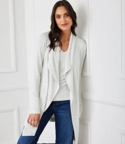 Ribbed Drape Front Cardigan