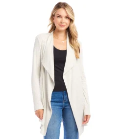 Ribbed Drape Front Cardigan