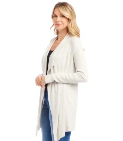 Ribbed Drape Front Cardigan