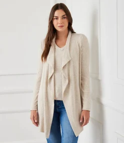 Ribbed Drape Front Cardigan