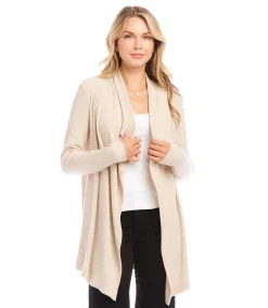 Ribbed Drape Front Cardigan