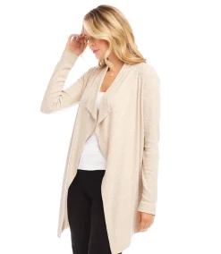 Ribbed Drape Front Cardigan