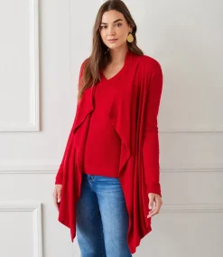 Ribbed Drape Front Cardigan