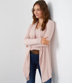 Ribbed Drape Front Cardigan
