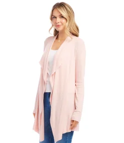 Ribbed Drape Front Cardigan