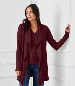 Ribbed Drape Front Cardigan