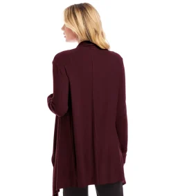 Ribbed Drape Front Cardigan