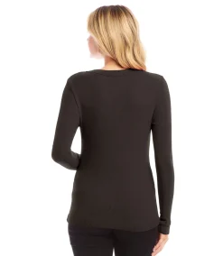 Ribbed Long Sleeve V-neck Top