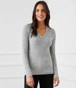 Ribbed Long Sleeve V-neck Top