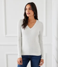Ribbed Long Sleeve V-neck Top