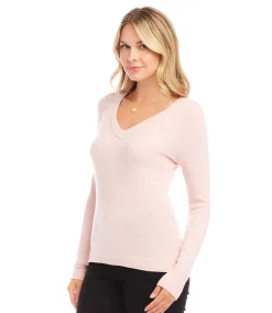 Ribbed Long Sleeve V-neck Top
