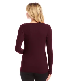 Ribbed Long Sleeve V-neck Top