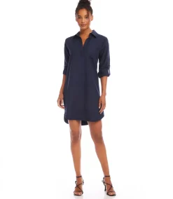 Roll Tab Sleeve Shirtdress