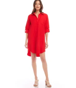Roll Tab Sleeve Shirtdress