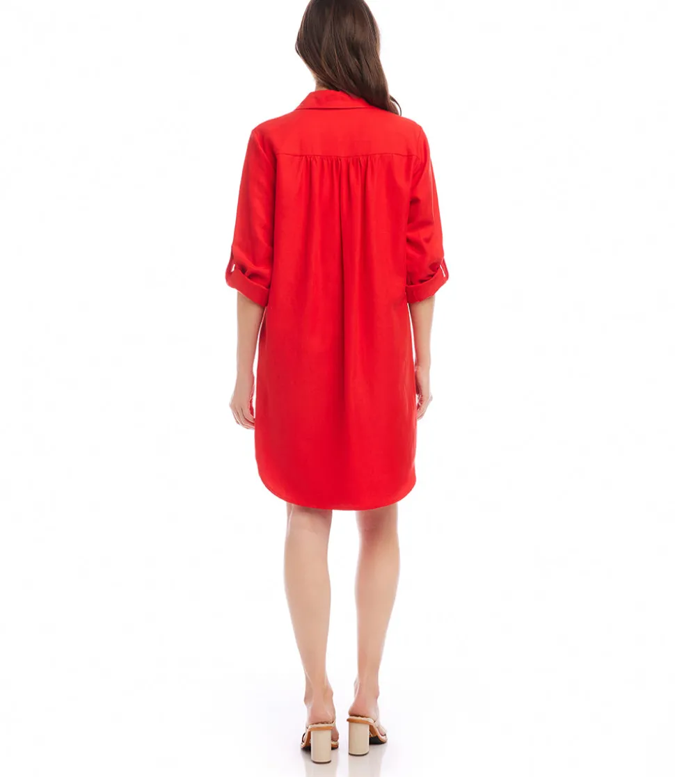Roll Tab Sleeve Shirtdress