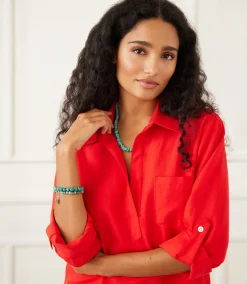 Roll Tab Sleeve Shirtdress