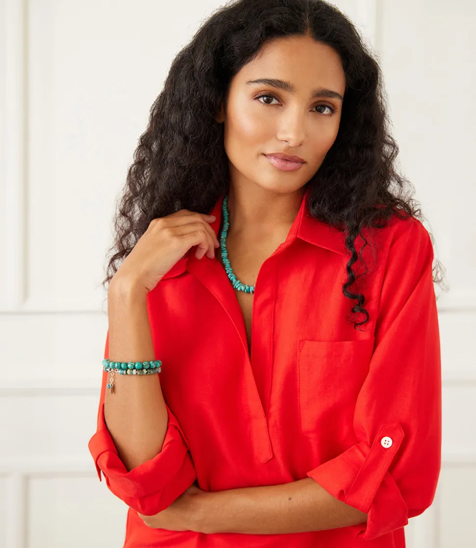 Roll Tab Sleeve Shirtdress