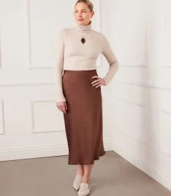 Satin Bias Cut Midi Skirt