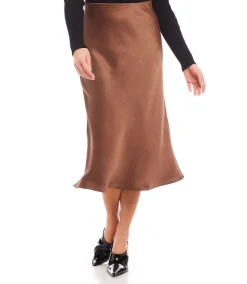 Satin Bias Cut Midi Skirt