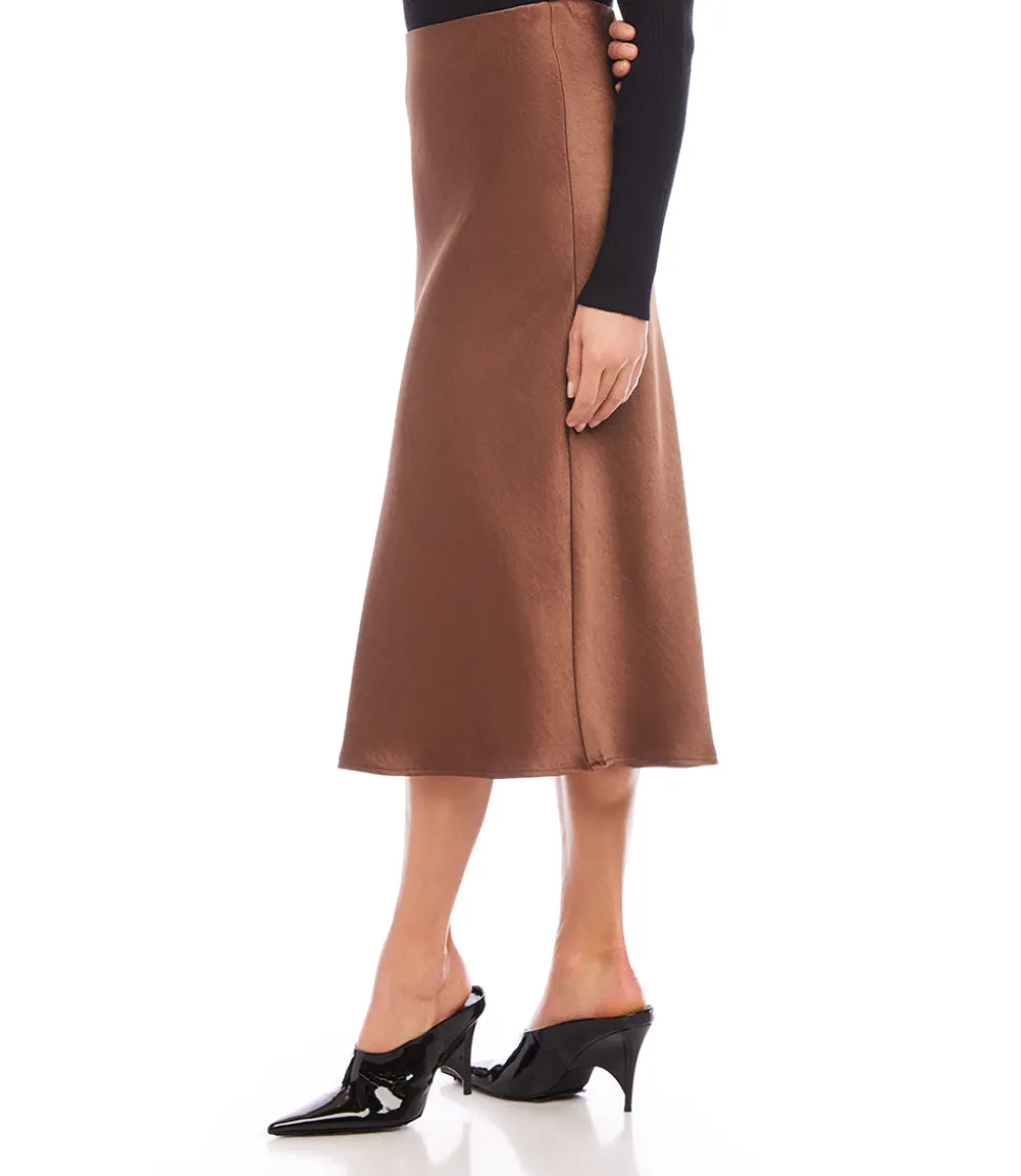 Satin Bias Cut Midi Skirt