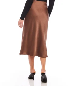 Satin Bias Cut Midi Skirt