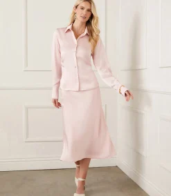 Satin Bias Cut Midi Skirt