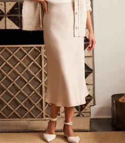 Satin Bias Cut Midi Skirt
