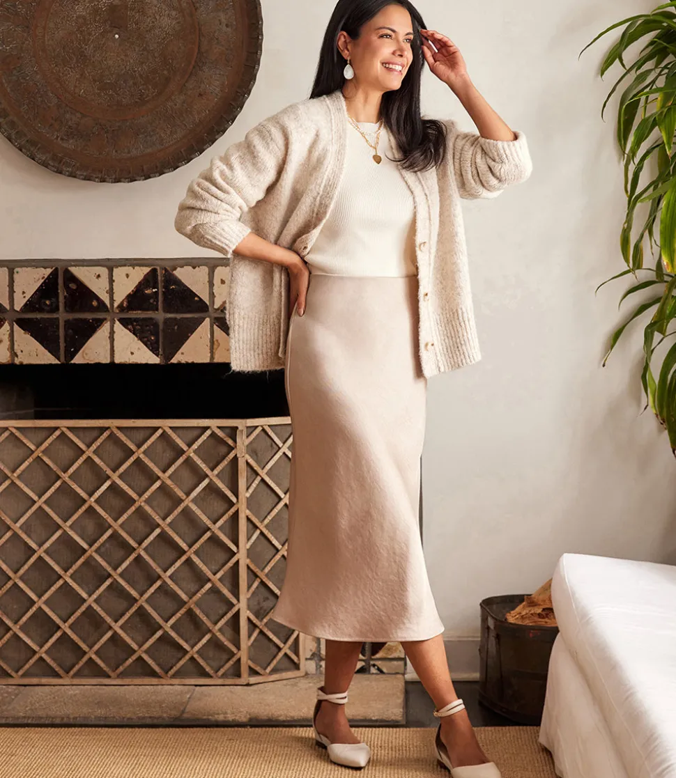 Satin Bias Cut Midi Skirt