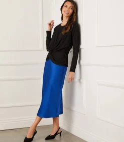 Satin Bias Cut Midi Skirt