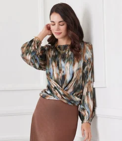 Satin Boatneck Drape Top