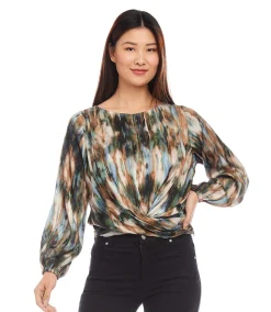 Satin Boatneck Drape Top