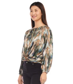 Satin Boatneck Drape Top