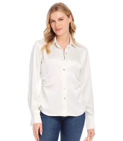 Satin Side Pleat Shirt