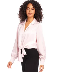 Satin Tie Front Top