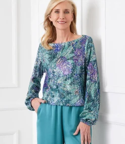 Sequin Boatneck Top