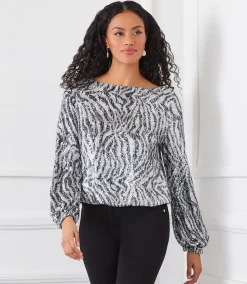 Sequin Boatneck Top