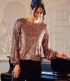 Sequin Boatneck Top