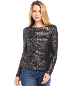 Sequin Side Shirred Top