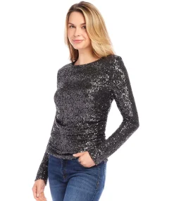 Sequin Side Shirred Top
